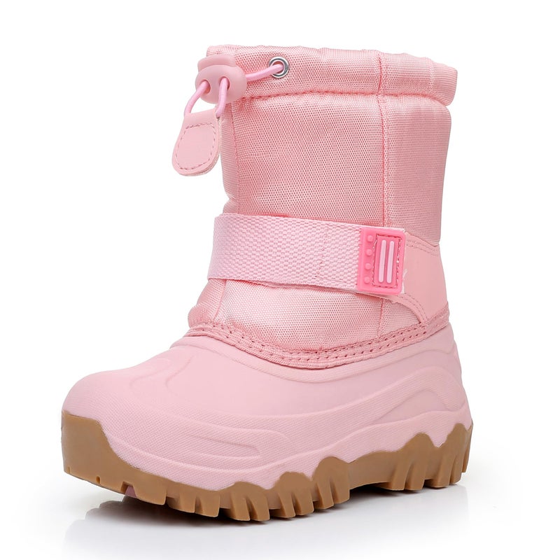 Ahannie Kids Girls Winter Snow Boots Waterproof Anti-Slip Warm Outdoor Shoes with Side Zipper(Toddler/Little Kid/Big Kid)(Pink-2) - Image 1