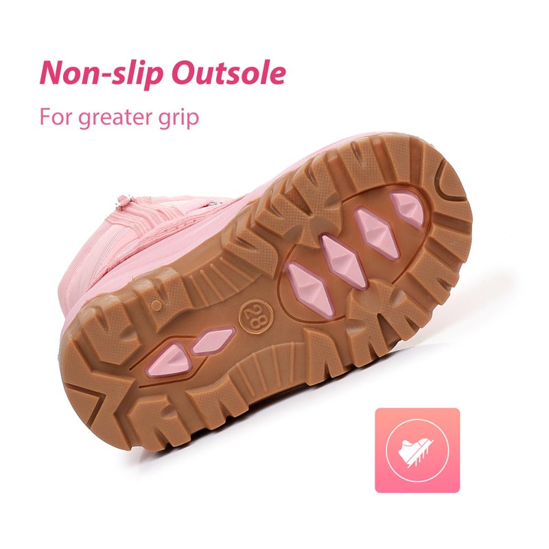 Ahannie Kids Girls Winter Snow Boots Waterproof Anti-Slip Warm Outdoor Shoes with Side Zipper(Toddler/Little Kid/Big Kid)(Pink-2) - Image 5