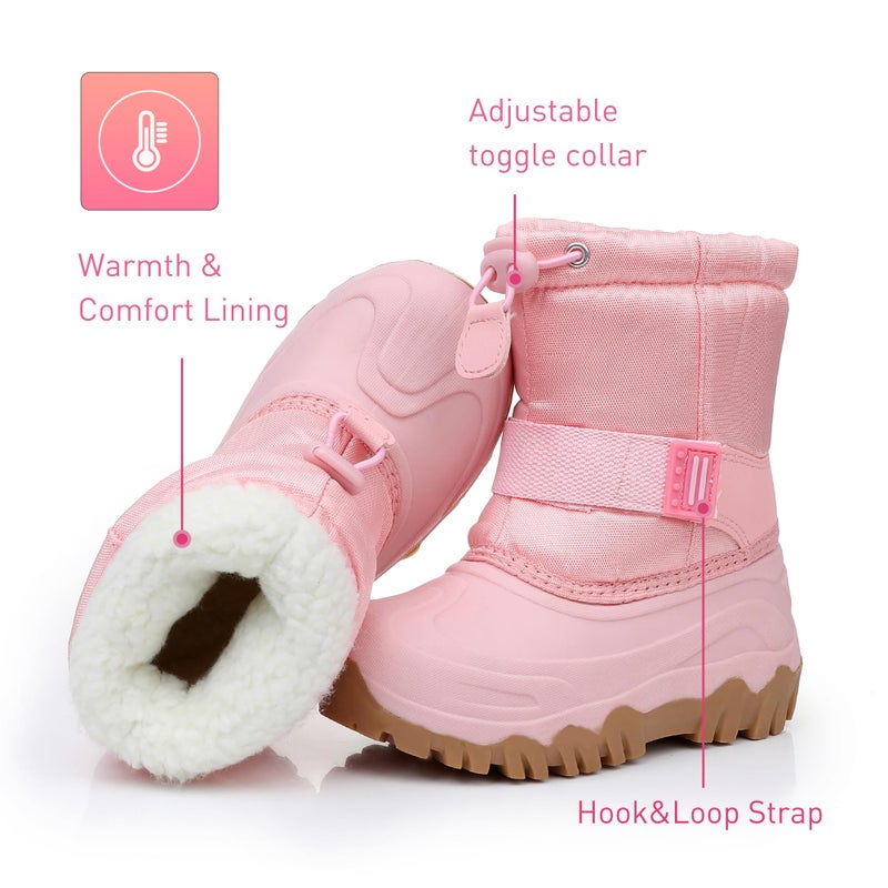 Ahannie Kids Girls Winter Snow Boots Waterproof Anti-Slip Warm Outdoor Shoes with Side Zipper(Toddler/Little Kid/Big Kid)(Pink-2) - Image 4
