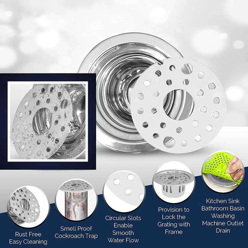 Atipriya Jali Round Lock with Anti Cockroach Trap Plain Stainless Steel with 5 X 5 Hole Drain Cover 5 x 5 AntiCockroach Hole for Bathroom and Kitchen Floor Water Drain Grate Silver - Image 4