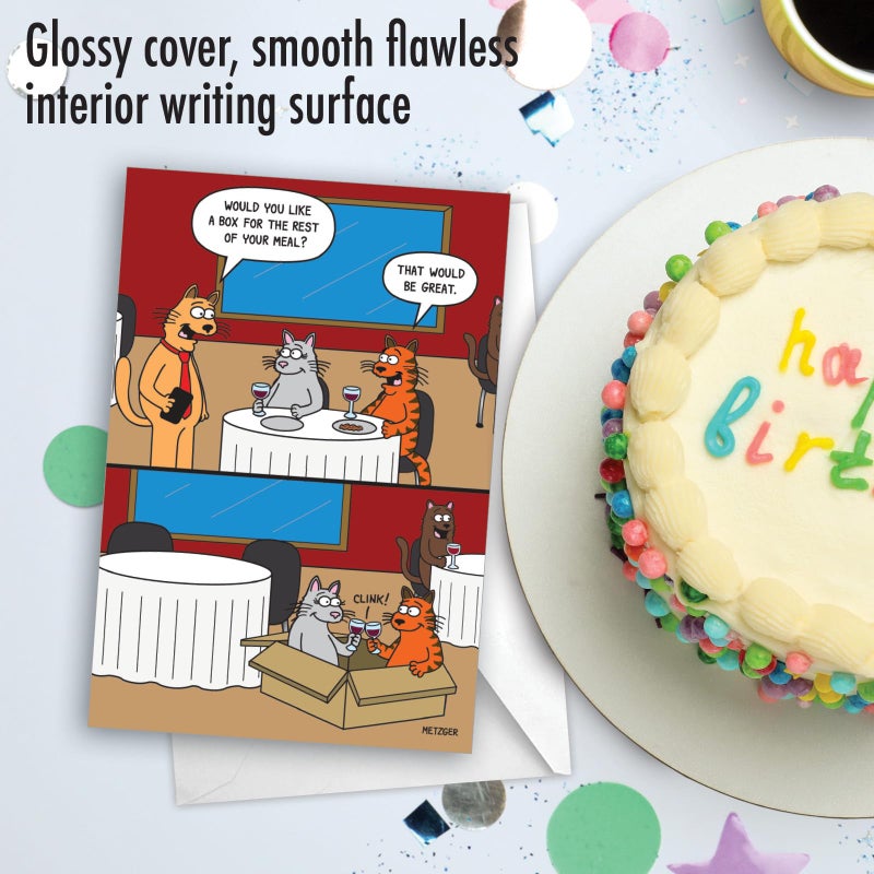 نوبلوركس NobleWorks - بطاقة تهنئة عيد ميلاد مضحكة مع ظرف 5 × 7 للرجال والنساء - صندوق Bday Cat C7005BDG - Image 5
