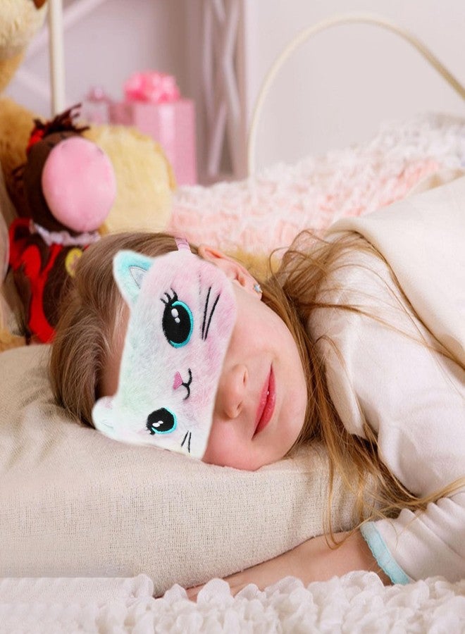 WY LIGHTING LEVEL 2 Pcs Plush Eye Mask Soft Sleeping Blindfold Eye Cover Comfortable Cute Animal Sleeping Mask Satin Nap Night Eyeshade Cover for Women Men Gift (Colorful, Cat Style - Image 5