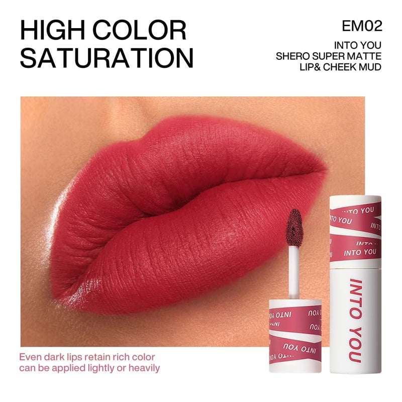 INTO YOU Matte Lipstick, Super Stay Lip Clay for Women, Waterproof, Long Lasting Lip Stain, High Impact Lipcolor with Lightweight Lip Mud Texture, Dual-use for Lips and Cheek, Pink Lipstick (EM02) - Image 3