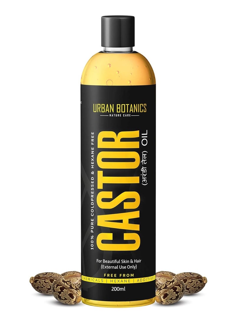 UrbanBotanics Urbanbotanics Cold Pressed Castor Oil For Hair Growth,  Skin Care,  Moisturizing Dry Skin Nails Eyelash Virgin Grade Organic 200ml  - Image 1