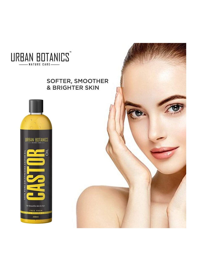 UrbanBotanics Urbanbotanics Cold Pressed Castor Oil For Hair Growth,  Skin Care,  Moisturizing Dry Skin Nails Eyelash Virgin Grade Organic 200ml  - Image 2