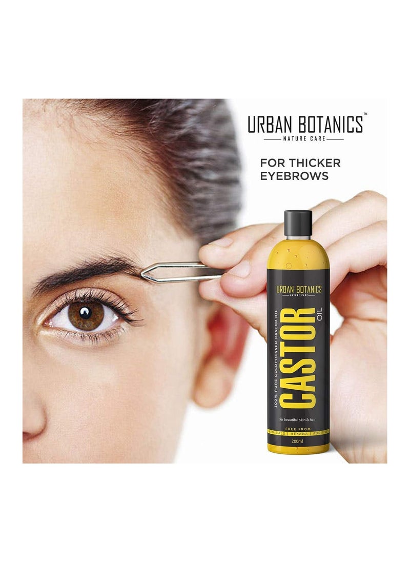 UrbanBotanics Urbanbotanics Cold Pressed Castor Oil For Hair Growth,  Skin Care,  Moisturizing Dry Skin Nails Eyelash Virgin Grade Organic 200ml  - Image 3