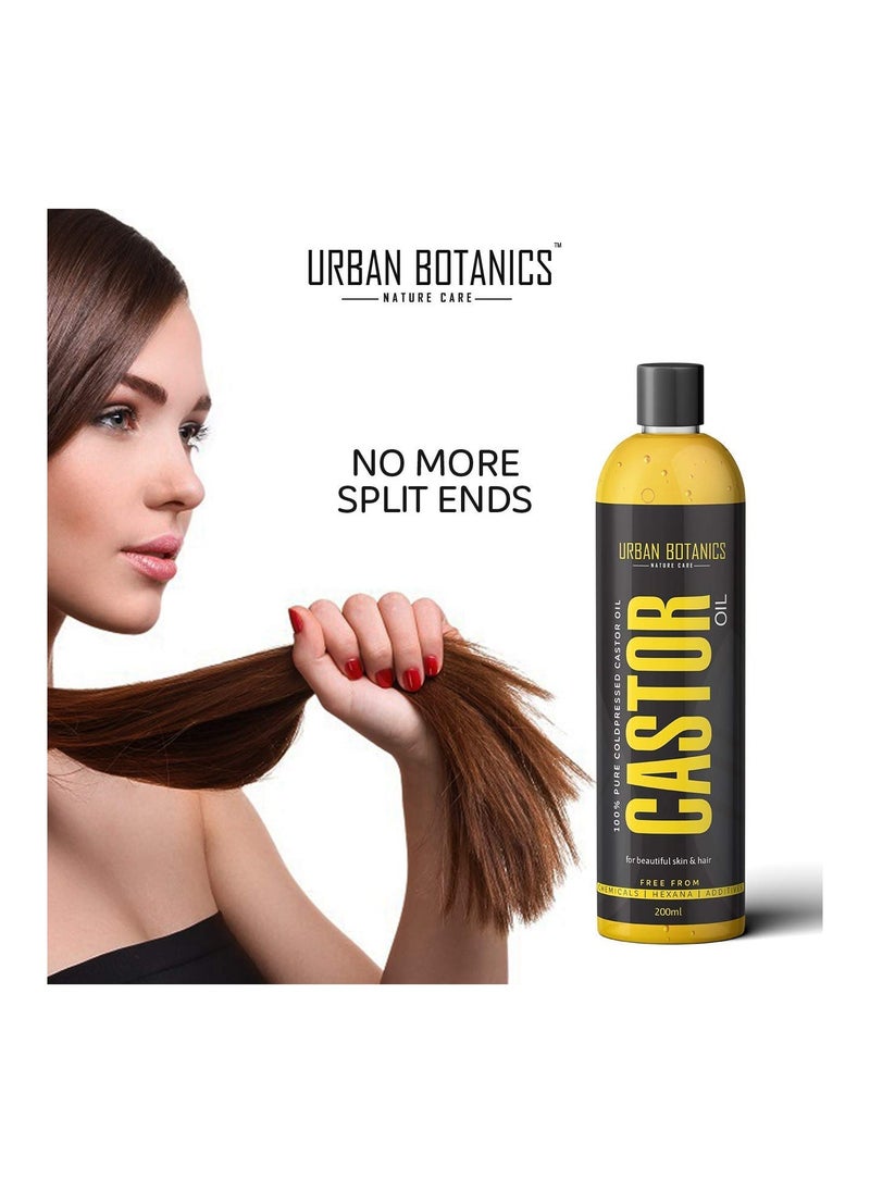 UrbanBotanics Urbanbotanics Cold Pressed Castor Oil For Hair Growth,  Skin Care,  Moisturizing Dry Skin Nails Eyelash Virgin Grade Organic 200ml  - Image 5