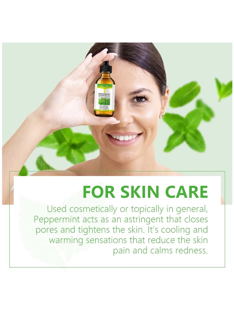 kizenka 60ml Peppermint Essential Oil for Hair Growth 100% Pure & Natural Peppermint Essential Oil for Diffuser Relieve Body Stress & Improves Skin Health for Unisex - Image 3