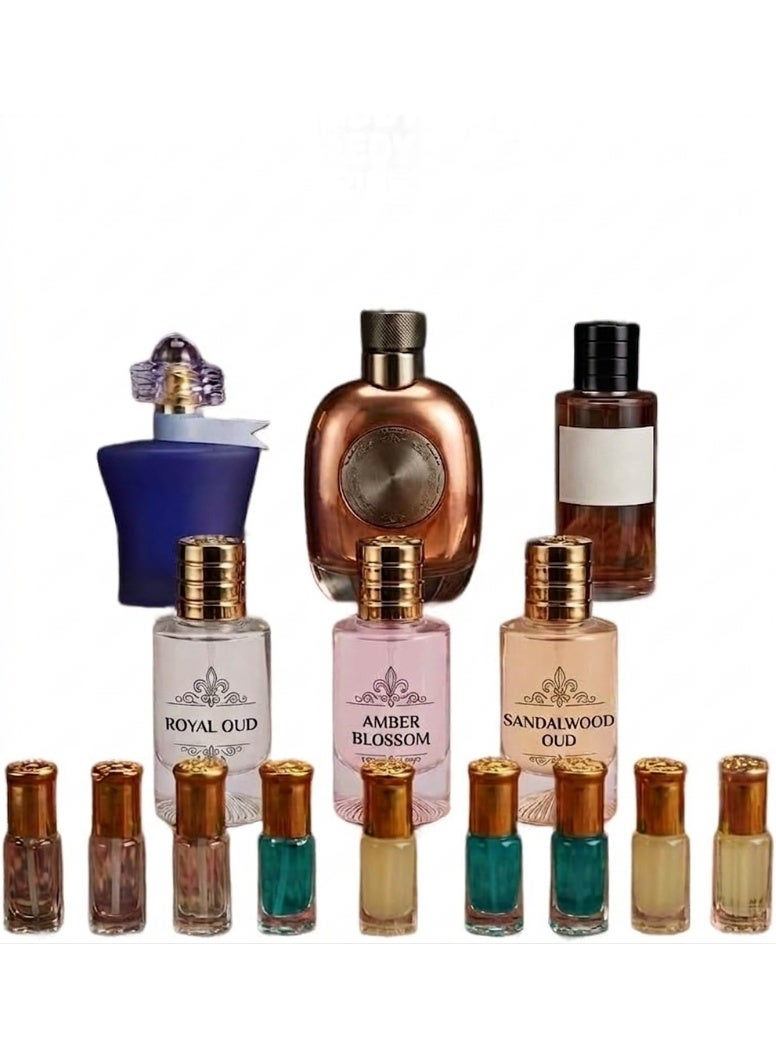 Oud World Combo Set 21 Luxury Perfume Trio – Flamboyance, Blue Lady Rasasi & Oud Rose Wood | Citrus, Floral & Woody Blend with Musk, Sandalwood & Agarwood | Long-Lasting Fragrance for Men & Women