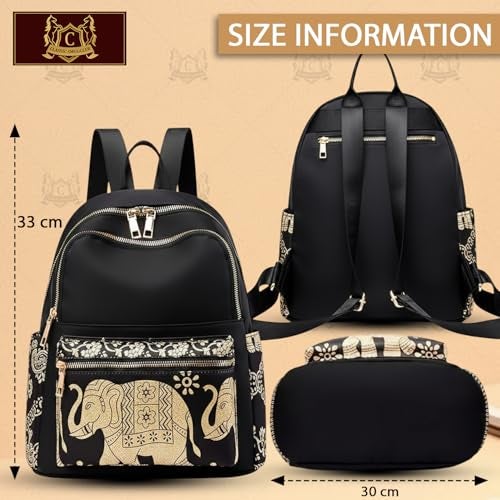 Monarch bizcom impex Ethnic Style Waterproof Oxford Backpack | Large Capacity Ladies Travel & College Bag | Laptop Backpack for Girls | Stylish, Durable & Lightweight Backpack for Women | Black - Image 2