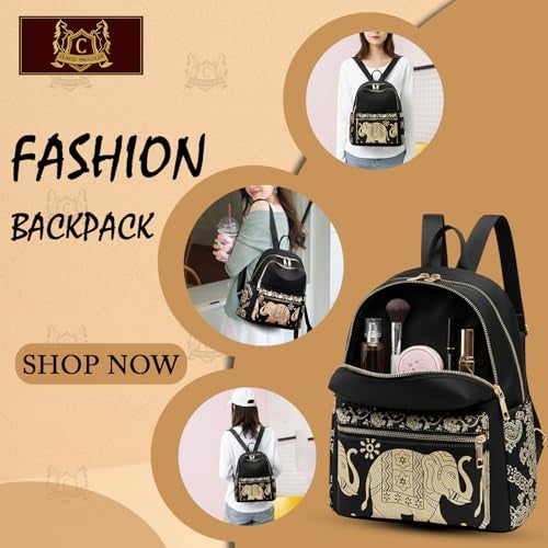 Monarch bizcom impex Ethnic Style Waterproof Oxford Backpack | Large Capacity Ladies Travel & College Bag | Laptop Backpack for Girls | Stylish, Durable & Lightweight Backpack for Women | Black - Image 4