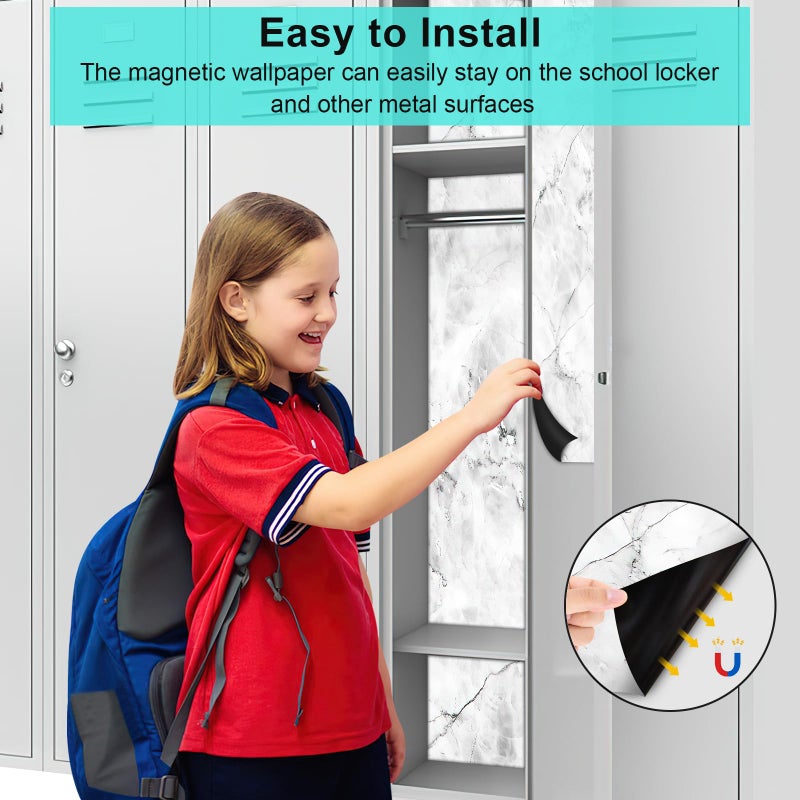 rookea 6 Pcs School Locker Magnetic Wallpaper, ROOKEA 12" x 12" Removable Magnetic Locker Wallpaper Locker Decorations for Girls, Trimmable Locker Accessories for Middle High School Students - Image 3