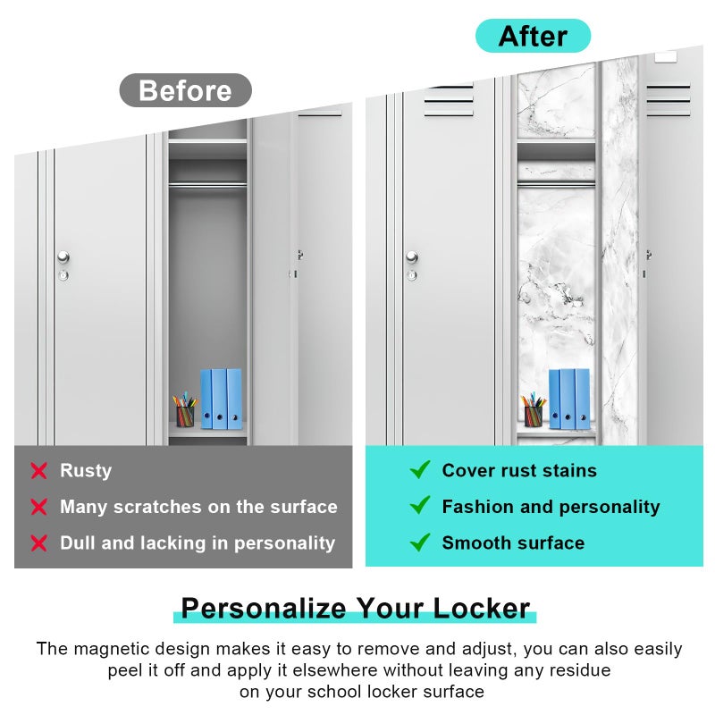 rookea 6 Pcs School Locker Magnetic Wallpaper, ROOKEA 12" x 12" Removable Magnetic Locker Wallpaper Locker Decorations for Girls, Trimmable Locker Accessories for Middle High School Students - Image 4