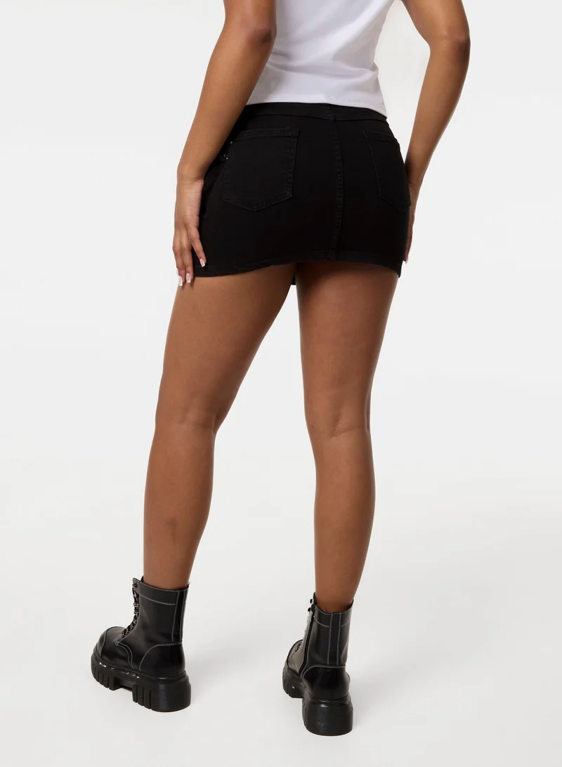 بينك فانيلا Diamante Bow Denim Mini Skirt