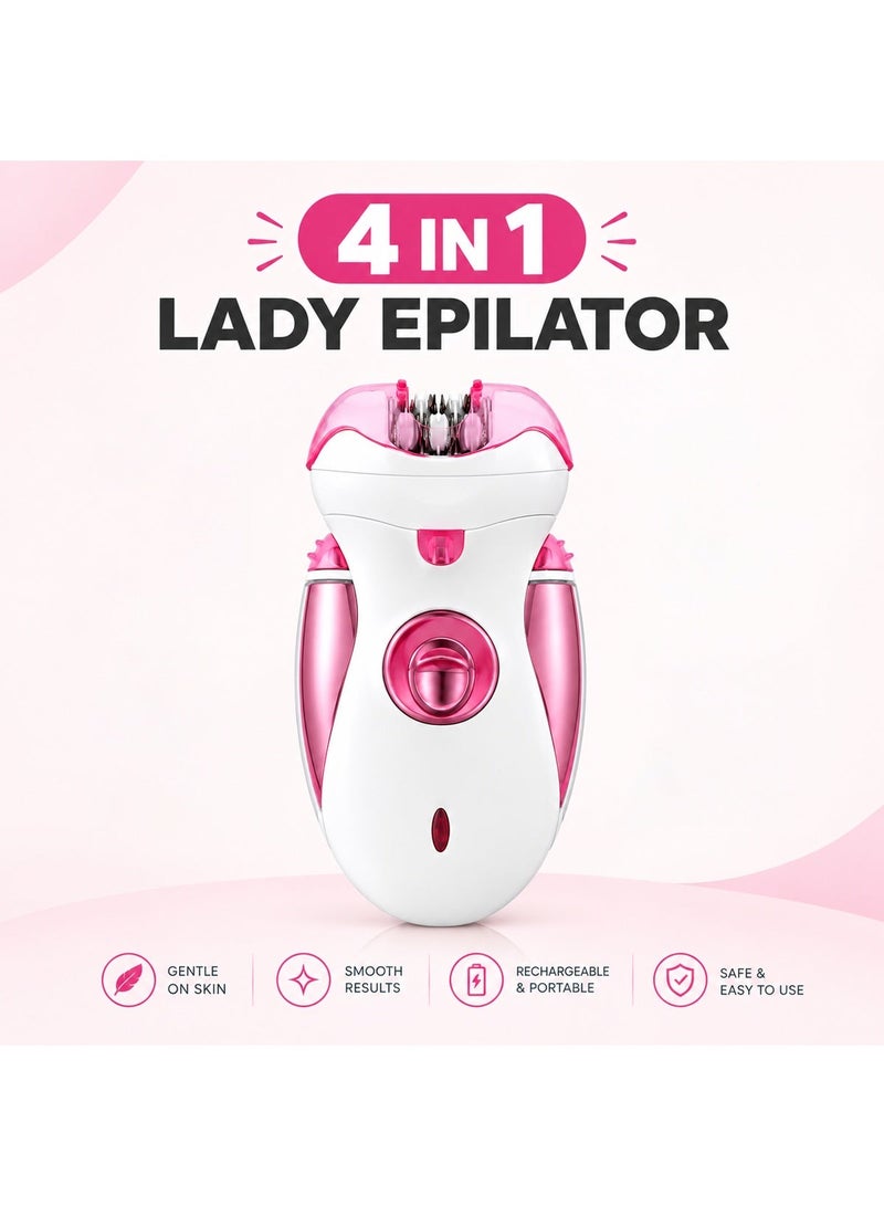 Mercury MC175 4 in 1 Lady Epilator for Women, Electric Hair Remover with Epilation, Shaver, Trimmer and Callus Remover Heads, 2 Speed Settings, Compact Handheld Body Grooming and Foot Care Kit for Home and Travel, Personal Hair Removal Care Set - Image 1