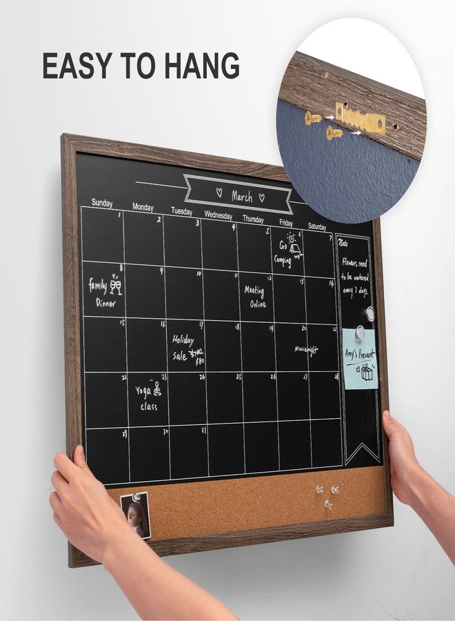 ARCOBIS Chalkboard Calendar with Cork Board, 24x18 Inch Wood Frame Bulletin Board for Wall, Magnetic Chalk Calendar Board with Chalk Markers, Push-Pins and Magnets,Grey - Image 4