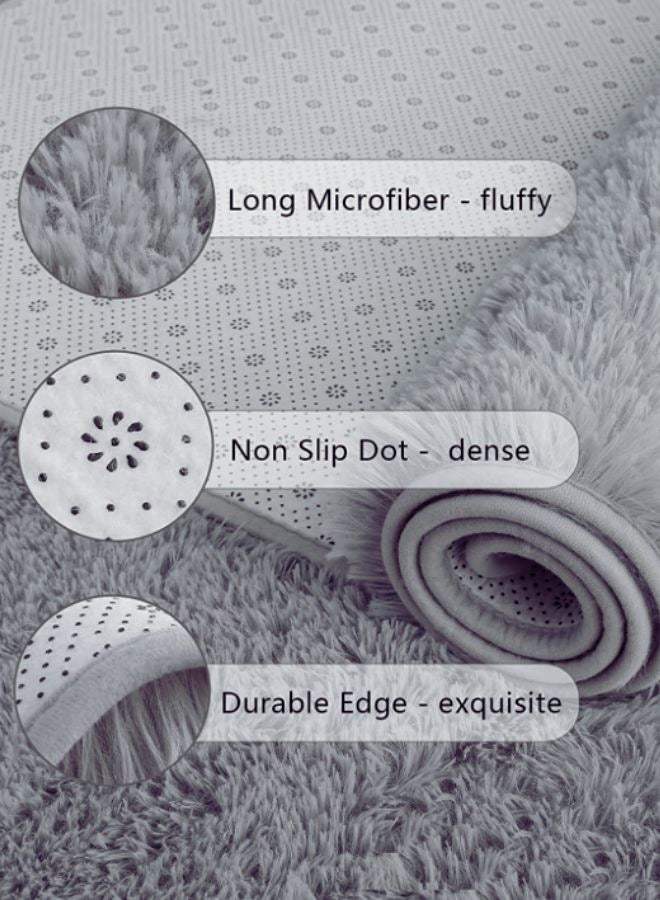 لونا هوم سجادة أرضية من الفرو الناعم، بوليستر، مستطيلة، 60×120 سم، لون أزرق رمادي - Image 4