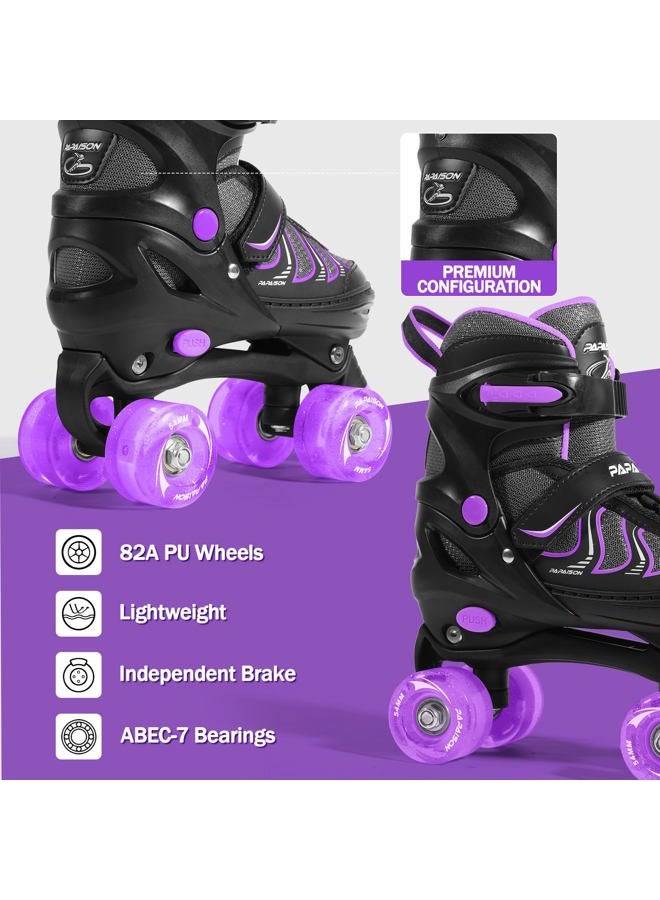 PAPAISON Roller Skates for Women Adjustable Size for Girls Ages 8-12 with Light up Wheels Outdoor Womens Quad Roller Skate Indoor Outdoor (Purple, Large-Youth & Adult (4-7 US)) - Image 5
