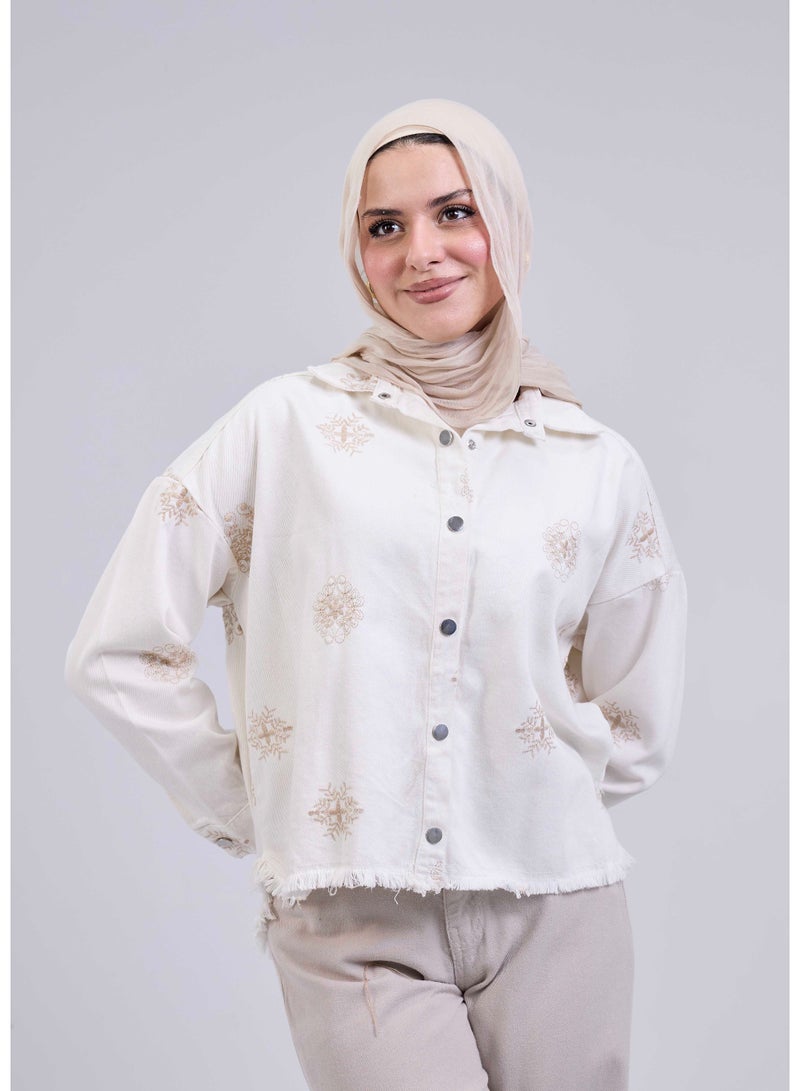 شيب ماستر جاكيت جبردين حريمي بكسرات خفيفة وزراير كبس – ستايل كاجوال عملي  - Image 4
