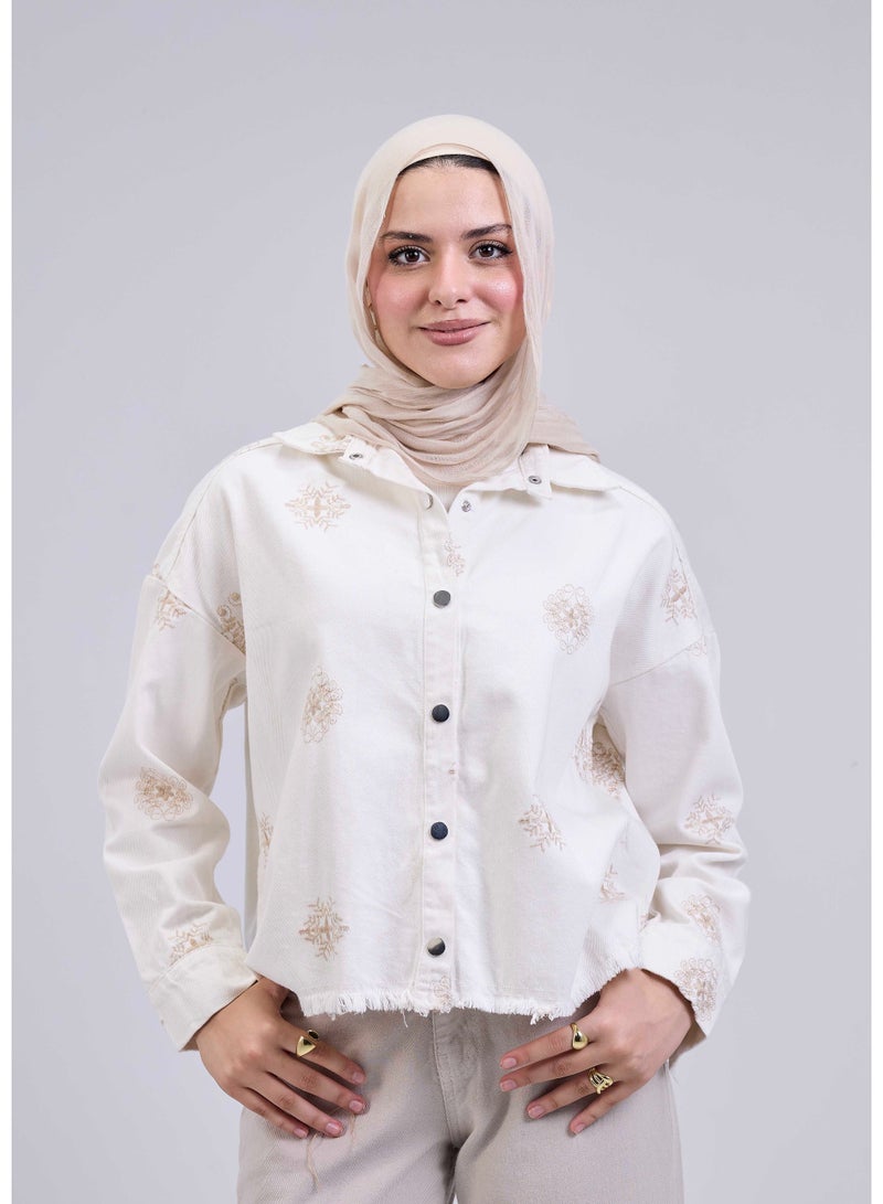 شيب ماستر جاكيت جبردين حريمي بكسرات خفيفة وزراير كبس – ستايل كاجوال عملي  - Image 3