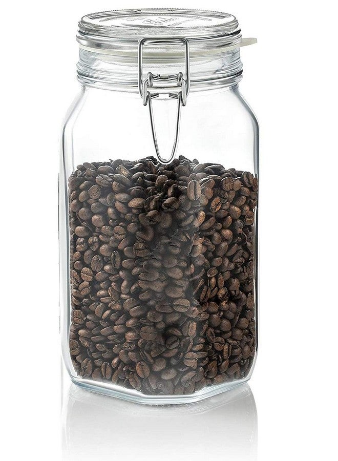 STAR WORK جرار زجاجية من ستار وورك مع أغطية محكمة الإغلاق وحشوات مطاطية مانعة للتسرب، جرار ميسون كبيرة ذات فم واسع بسدادات قابلة للإغلاق لحاويات المطبخ 1500 مل، حاويات تخزين زجاجية كبيرة (1، مربع)، شفافة - Image 1