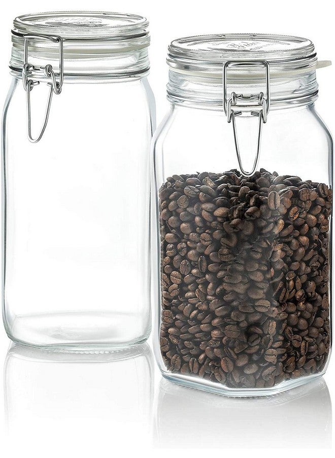 STAR WORK جرار زجاجية من ستار وورك مع أغطية محكمة الإغلاق وحشوات مطاطية مانعة للتسرب، جرار ميسون كبيرة ذات فم واسع بسدادات قابلة للإغلاق لحاويات المطبخ 1500 مل، حاويات تخزين زجاجية كبيرة (1، مربع)، شفافة - Image 3