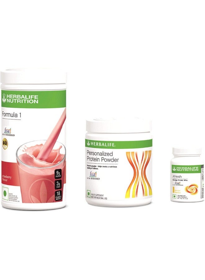Herbalife F1 Strawberry Shake,500g, F3 Protein Powder, 200g and Afresh Lemon, 50g - Image 1