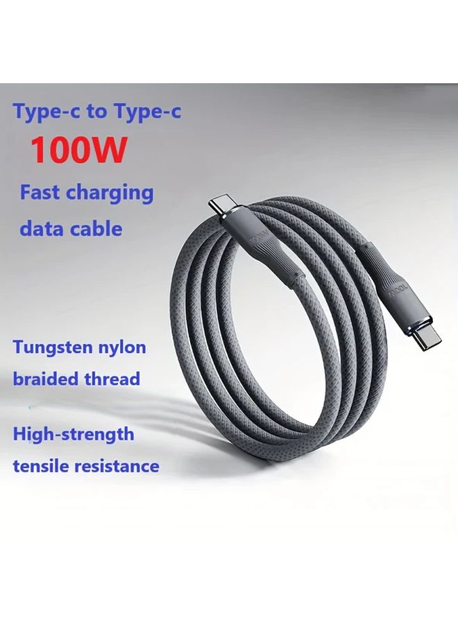 USB C Fast Charging Cable 100W 100cm Nylon Braided With Gold Connector - Image 3