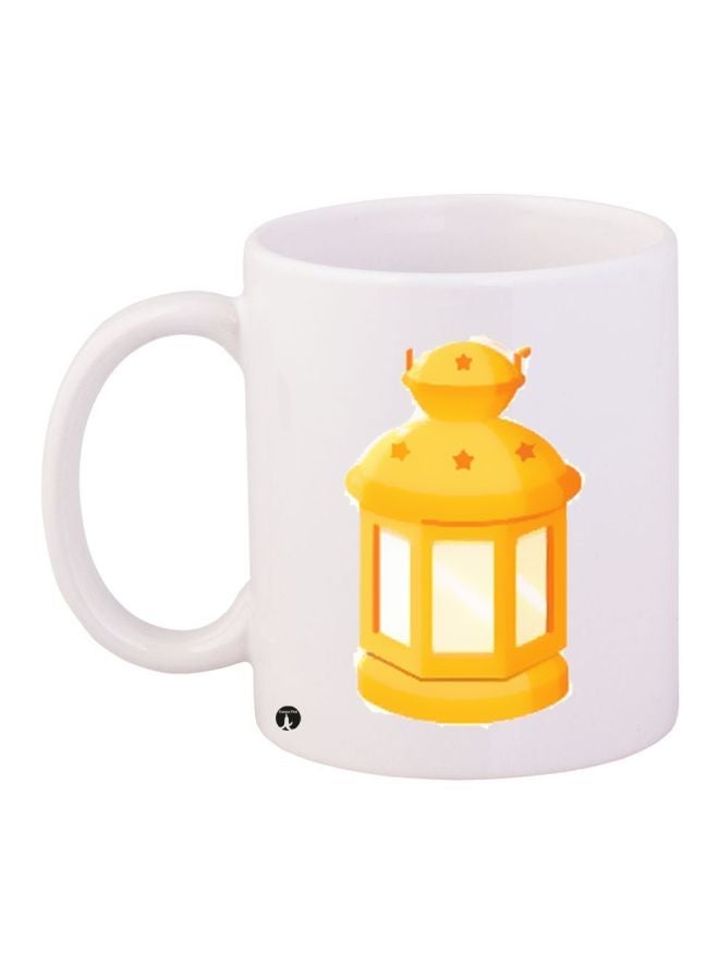 RYN Lantern Printed Coffee Mug White/Yellow 11ounce