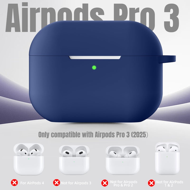 Getino for AirPods Pro 3 Case 2025, Shockproof Silicone Cover for Apple AirPods Pro 3 â€“ with Cleaner Kit & Keychain, Durable Protective Case for Women Men (Gym, Outdoor, Daily Use)â€“ Navy Blue - Image 2