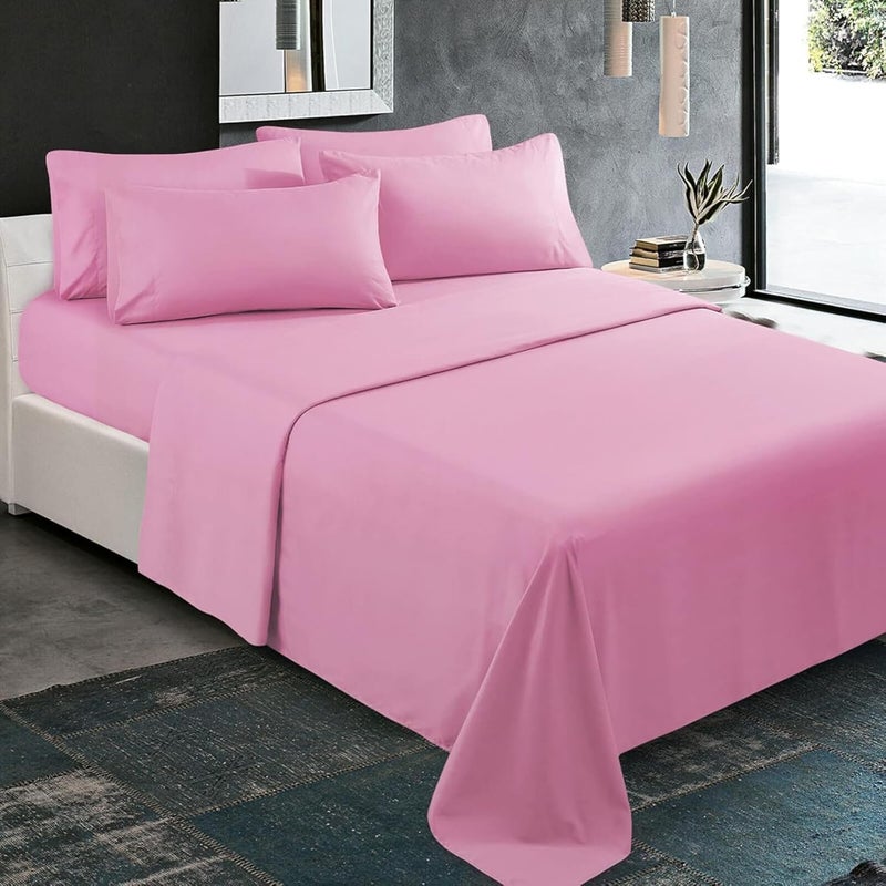 FOAM CRAFT® Luxury Quality 4 Piece Bed Sheet Set - Twin Size, Pink, 100% Cotton - Image 1