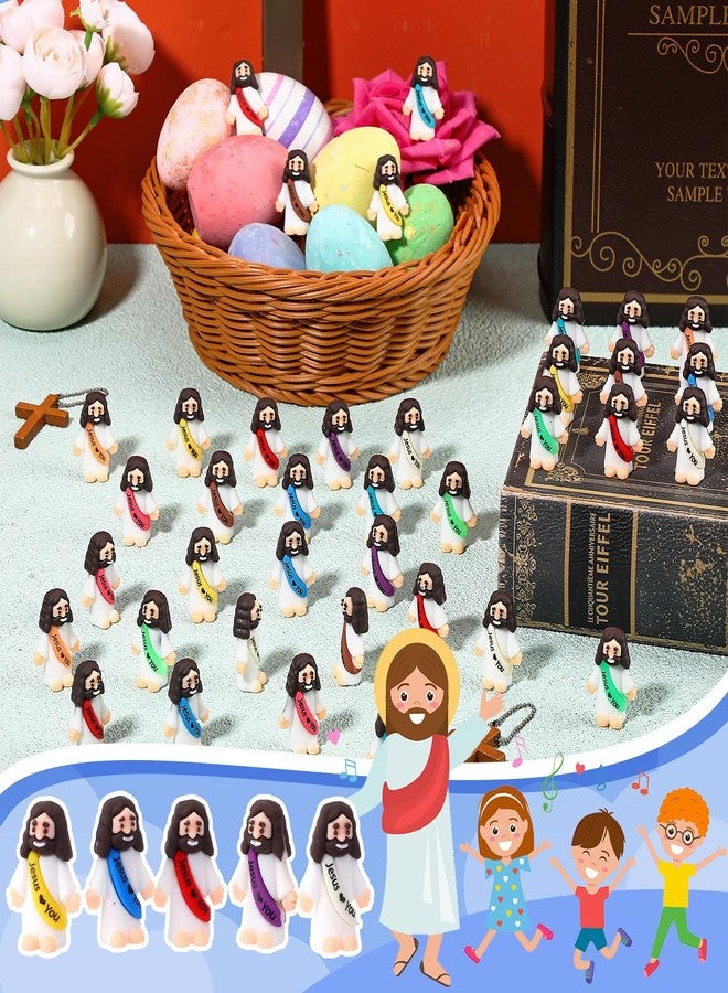 Bememo 80 Pcs Mini Jesus Figures Little Jesus Love You Action Figures Rubber Toys to Hide and Seek for Religious Party Favors Easter Egg Stuffers Sunday School Baptism - Image 3