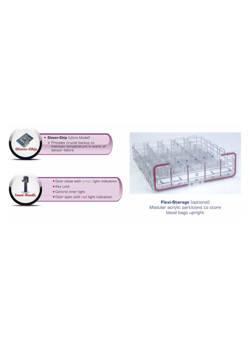 Remi Blood Bank Refrigerator, +4°C temperature, 2drawers, Capacity - 120 liters, LED DisplayBlood Bags - 56/72 of 450 ml / 350 ml(approx.) Seven days Circular Chart Recorder  - Image 3