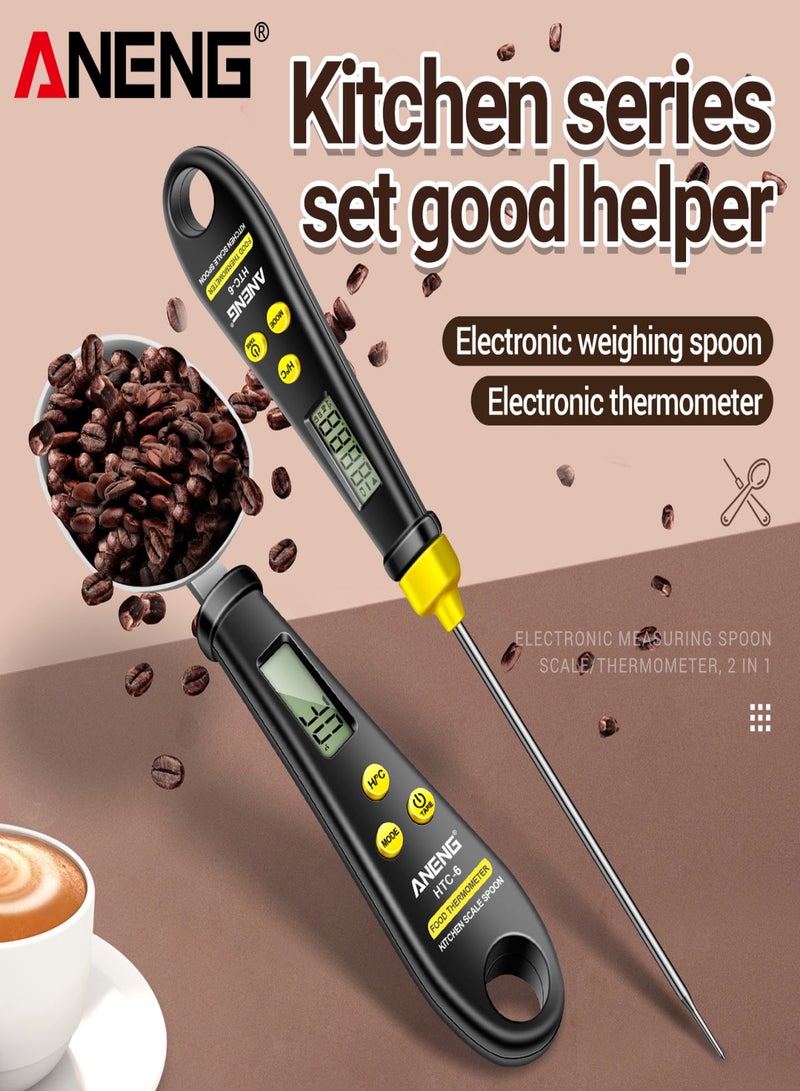 ANENG HTC-6 Multifunctional Digital Display 2-in-1 Electronic Scale Measuring Spoon Weighing Gram Meter Measuring Spoon Scale Kitchen Thermometer - Image 2