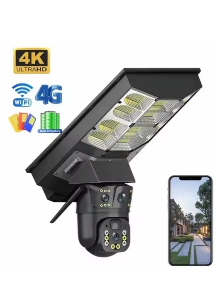 BlueFire 8MP Solar Streetlight Dual Lens Camera – 4G Smart Security Light with HD 3MP Surveillance, IP65 Waterproof, Motion Tracking, Night Vision, Voice Intercom, APP Remote Control for Outdoor Parking/Streets - Image 4