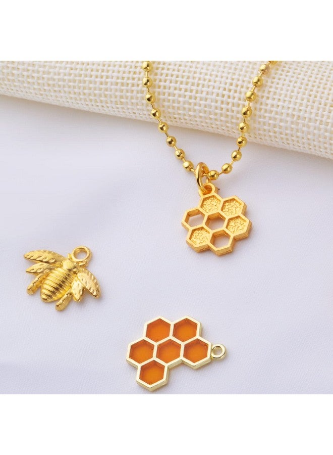 BronaGrand 50pcs Honeycomb Bee Charms Enamel Rhinestone Alloy Honeybee Charms Pendants for DIY Necklace Earrings Bracelet Jewelry Making Accessories - Image 5