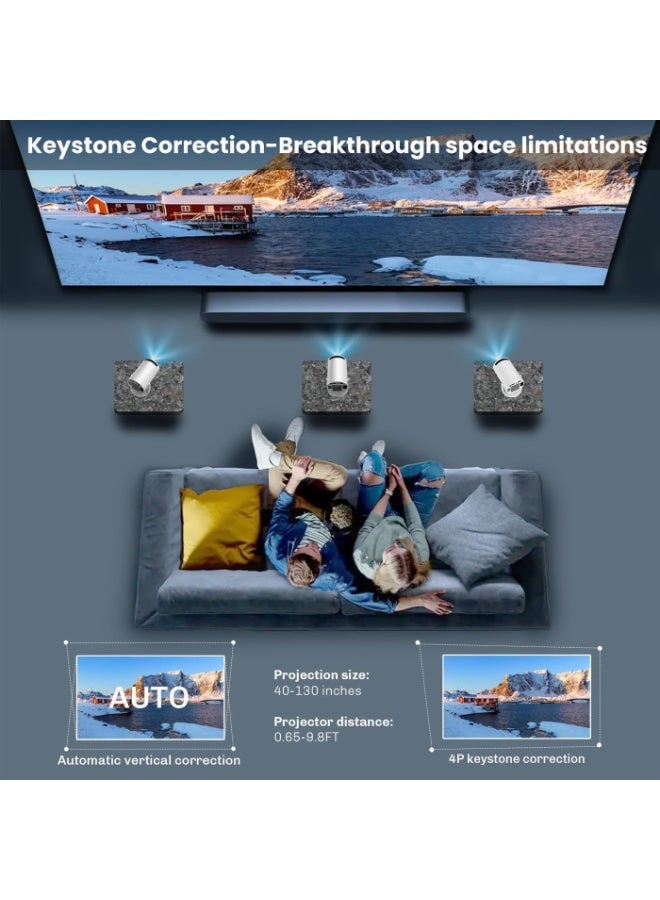 Portable 1080P HD Projector with Android 11, 5G WiFi, 130" Max Display, 4K Input Support – Built-in Speaker, Screen Mirroring, Bluetooth – For Home Theater & Outdoor Movies - Image 5