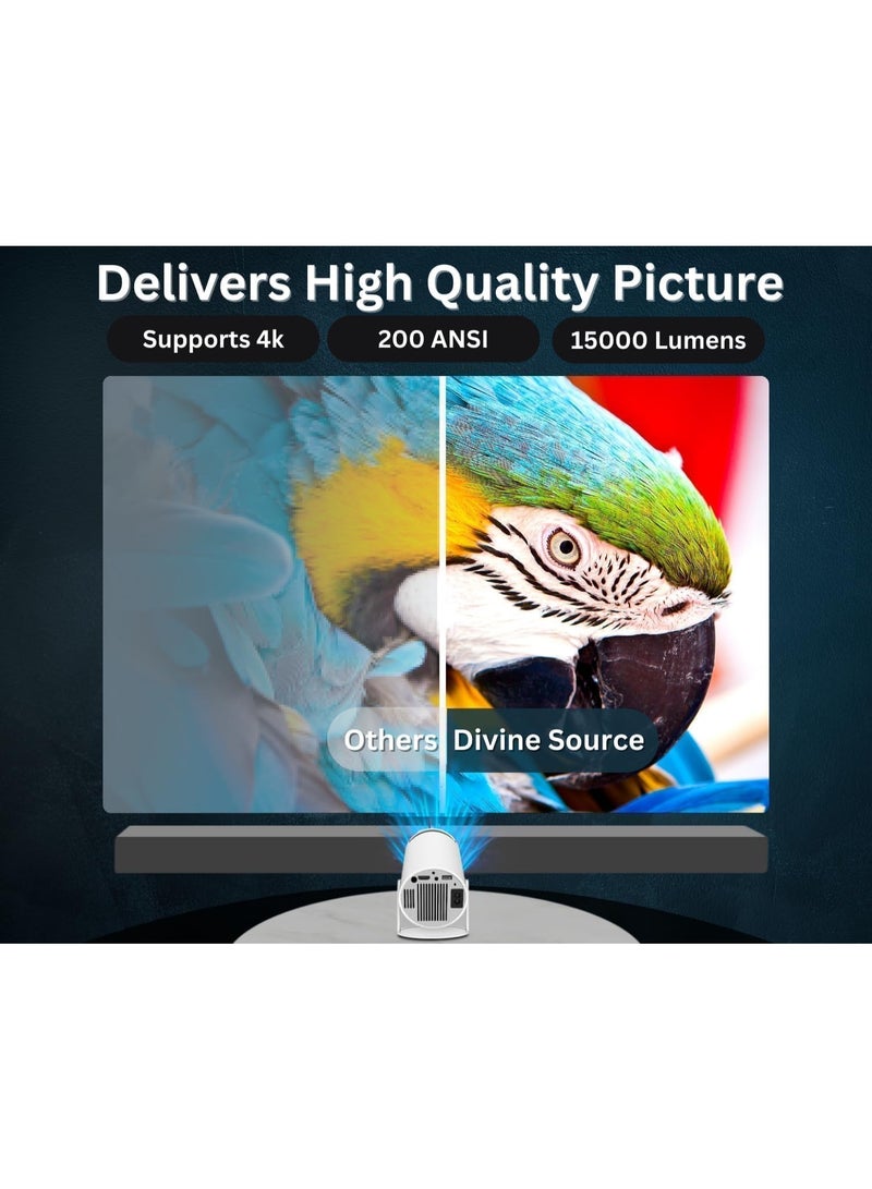 Portable 1080P HD Projector with Android 11, 5G WiFi, 130" Max Display, 4K Input Support – Built-in Speaker, Screen Mirroring, Bluetooth – For Home Theater & Outdoor Movies - Image 4