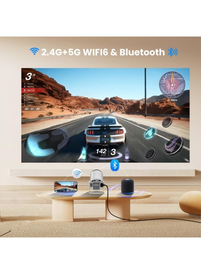 Portable 1080P HD Projector with Android 11, 5G WiFi, 130" Max Display, 4K Input Support – Built-in Speaker, Screen Mirroring, Bluetooth – For Home Theater & Outdoor Movies - Image 3