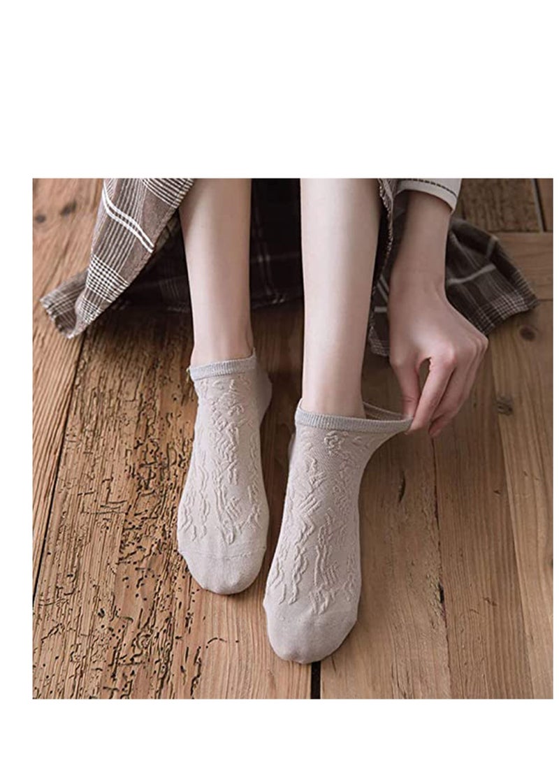 SYOSI - Women's Short Socks, Cotton Low Cut Ankle Socks, Lightweight Breathable Ventilation Ankle Socks, Elasticity Lovely Bow Detailing Jacquard No Show Low Cut Socks - Size 5 to 9 (5 Pack) - Image 1