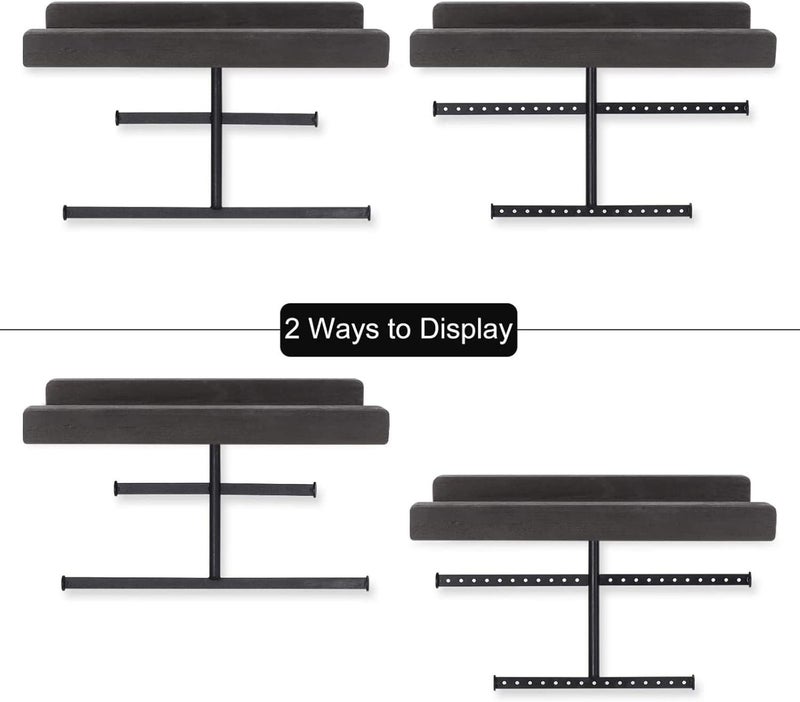 Keebofly Hanging Wall Mounted Jewelry Organizer with Rustic Wood Jewelry Holder Display for Necklaces Bracelet Earrings Ring Set of 2 Black,[Patented] - Image 4