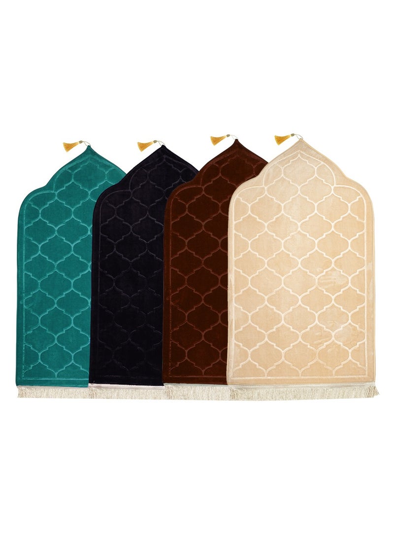 Fabienne Pack of 4 Prayer Mats 70x110cm Anti-Slip Velvet Top Islamic Prayer Rug New Dome Design Thick Padded Sajadah Prayer Mat for Kids Men Women Eid Gift Ramadan Prayer Mat Multicolor  - Image 5