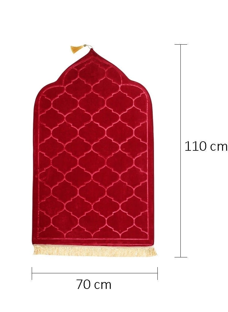فابينني Pack of 4 Prayer Mats 70x110cm Anti-Slip Velvet Top Islamic Prayer Rug New Dome Design Thick Padded Sajadah Prayer Mat for Kids Men Women Eid Gift Ramadan Prayer Mat Multicolor - Image 3