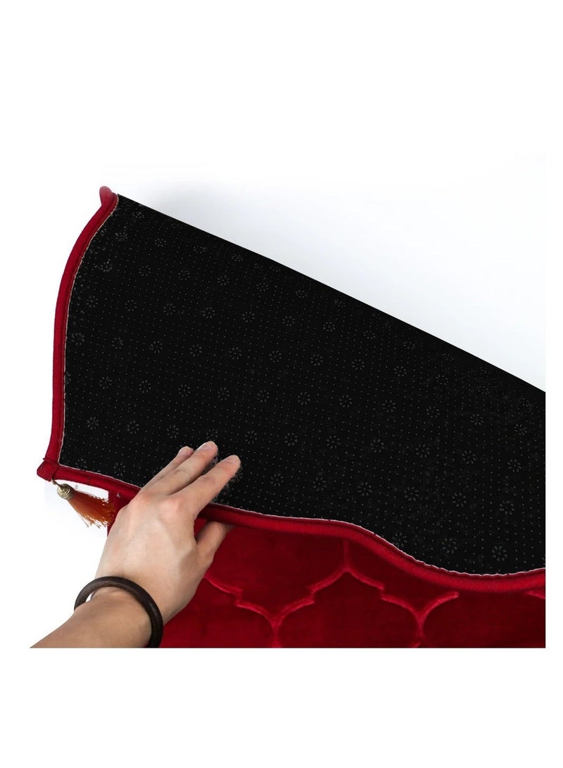 فابينني Pack of 4 Prayer Mats 70x110cm Anti-Slip Velvet Top Islamic Prayer Rug New Dome Design Thick Padded Sajadah Prayer Mat for Kids Men Women Eid Gift Ramadan Prayer Mat Multicolor - Image 4