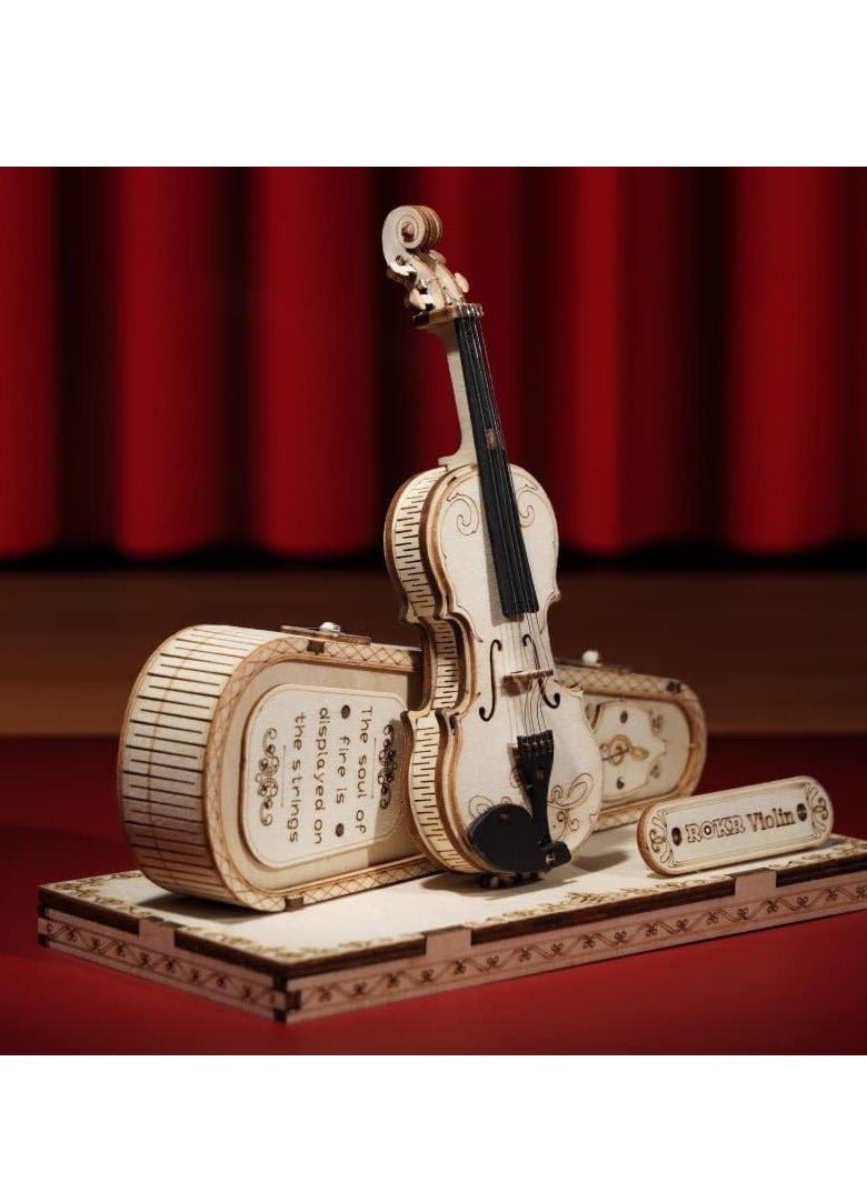 KASTWAVE Wooden 3D Violin Puzzles, Musical Instrument Model Kit 3D Puzzles, Educational Craft Building Toys, Desk Decor/DIY Hobbies/Gifts for Family and Friends, Gifts for Teens and Kids to Build  - Image 5