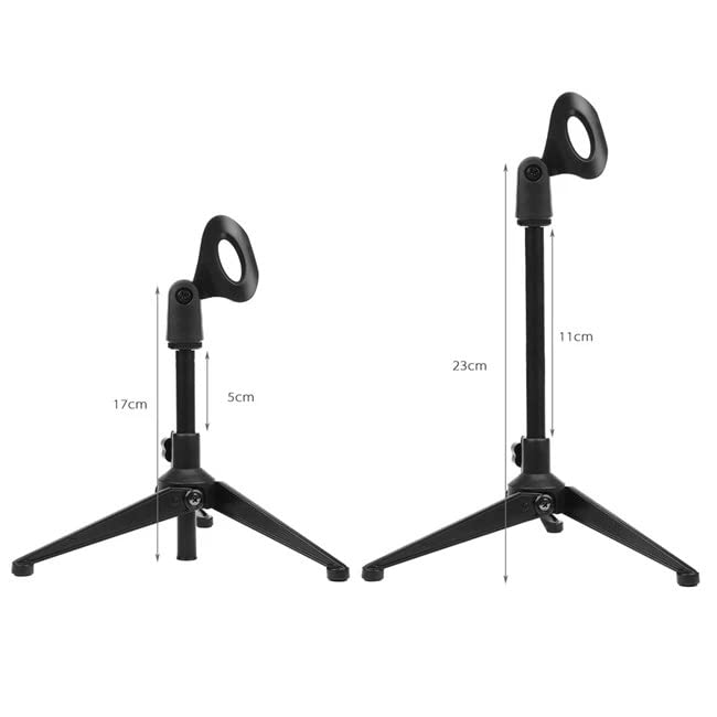 ZHIZUKA [ Microphone Stand ] Desktop Table Top Tripod Stand for all Microphone. Heavy Base Adjustable Portable Mini Mic Holder Clip for Studio Sound Recording, Singing, Meeting, Lecture & Podcasts - Image 2
