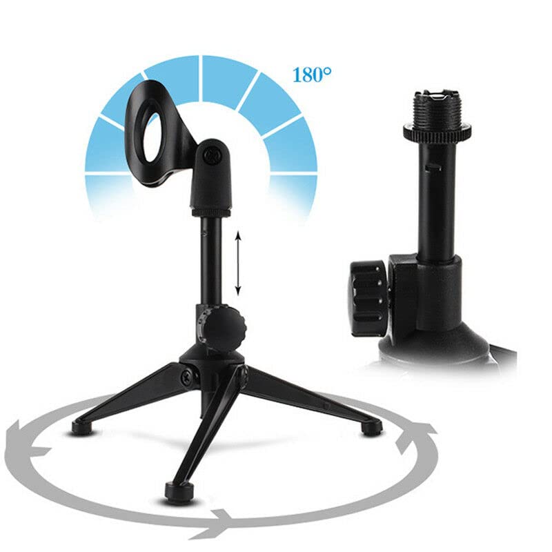 ZHIZUKA [ Microphone Stand ] Desktop Table Top Tripod Stand for all Microphone. Heavy Base Adjustable Portable Mini Mic Holder Clip for Studio Sound Recording, Singing, Meeting, Lecture & Podcasts - Image 4