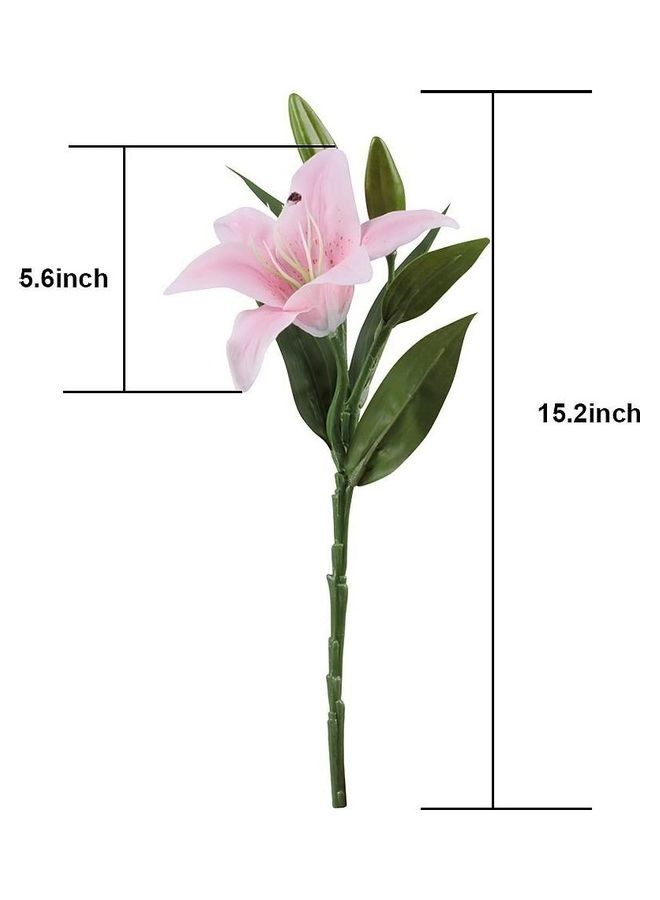 إسكدنيا 5-Piece Artificial Lillie with 3 Bud Pink/Green - Image 4