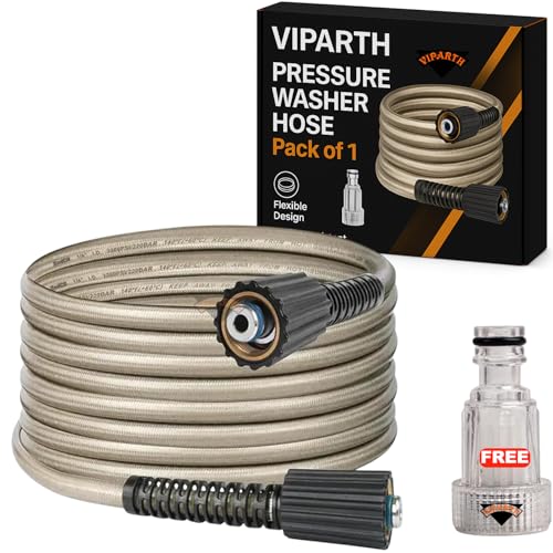 VIPARTH Pressure Washer Hose Pipe upto 2500 PSI | Free 1 Inlet Filter | Universal Compatibility | Heavy-Duty Construction | Durable and Reliable | Explosion Proof | 8 Meter | White - Image 1