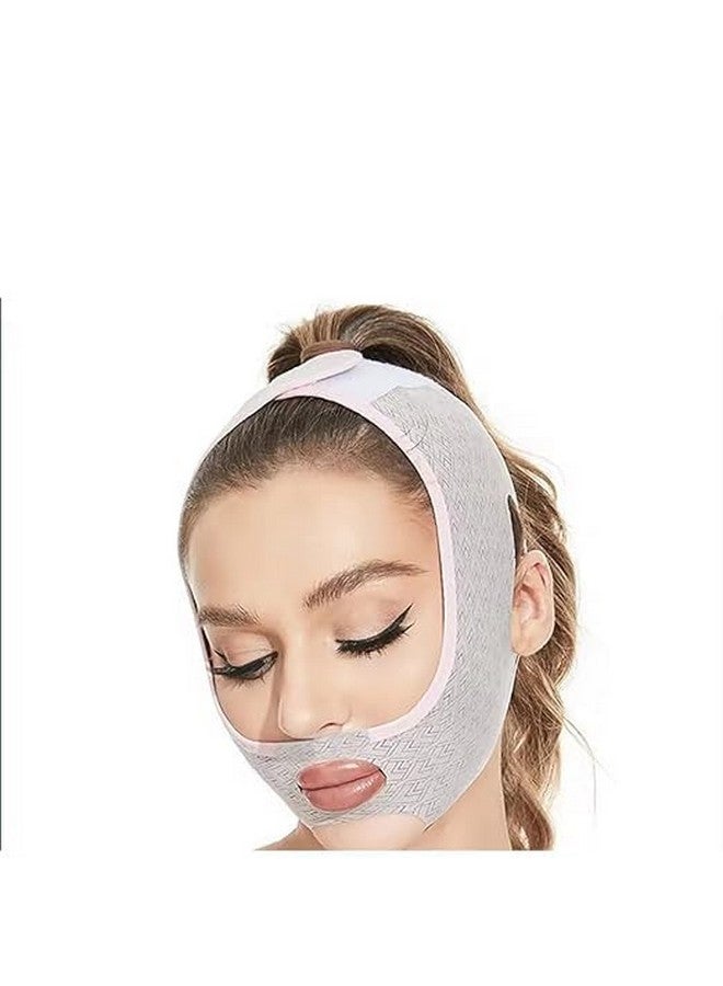 حزام تنحيف الوجه، مزيل الذقن المزدوج قناع وجه على شكل V قابل لإعادة الاستخدام للرجال والنساء حزام رفع شكل الوجه، رفع الخدود وشكل خط الفك حزام مضاد للتجاعيد مرن للوجه (1 قطعة) (102) - Image 4